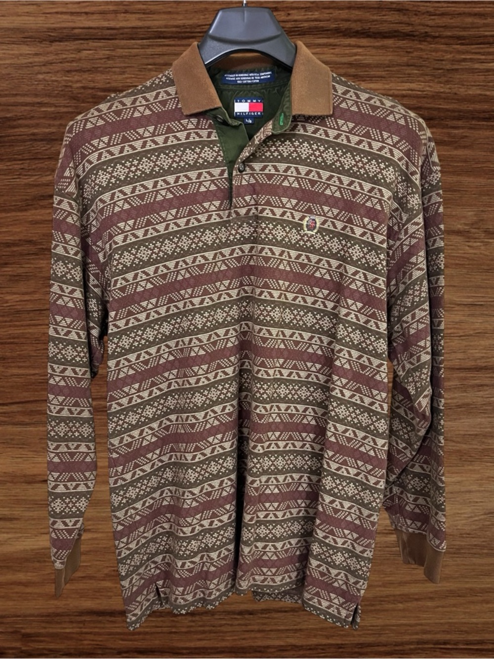 Tommy Hilfiger 90’s Rugby Sweater. Aztec Design. Size Large.